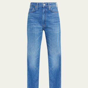 MOTHER The High Waisted Study Hover Distressed Straight Ankle Jeans- Size 29